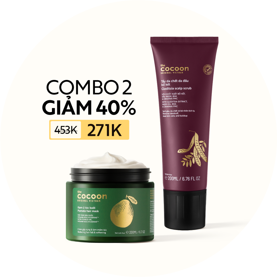 Combo Tẩy da chết da đầu bồ kết 200ml & Kem ủ tóc bưởi 200ml