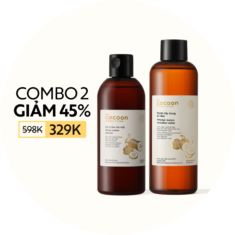 COMBO 1 Nước tẩy trang bí đao 500ml + 1 Gel bí đao rửa mặt 310ml