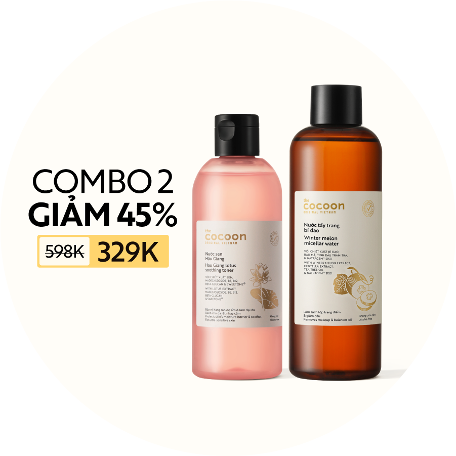 COMBO 1 Nước sen Hậu Giang 310ml + 1 Nước tẩy trang bí đao 500ml