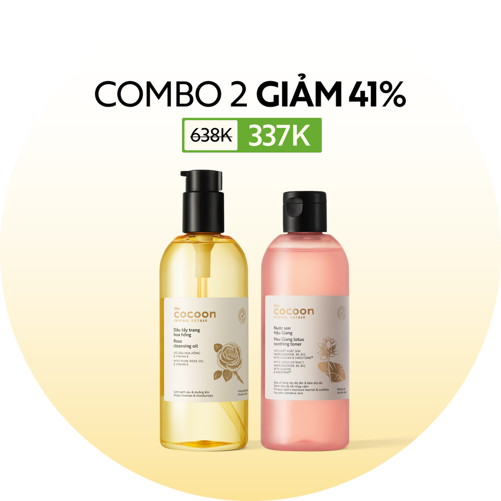 COMBO 1 Dầu tẩy trang Hoa Hồng 310ml+ 1 Nước Sen Hậu Giang 310ml