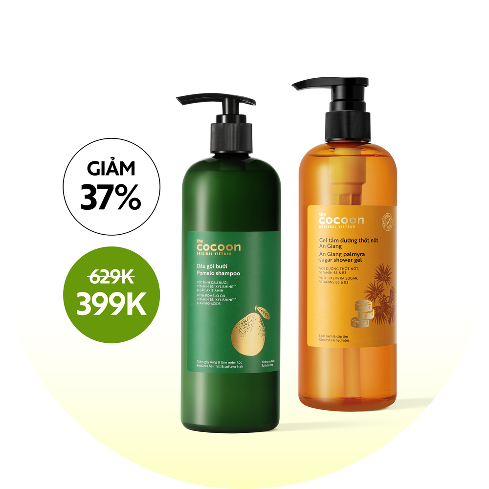 Combo Dầu gội bưởi không sulfate 500ml + Gel tắm đường thốt nốt 500ml