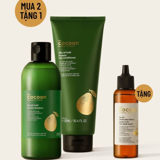 Combo gội xả bưởi không sulfate giảm gãy rụng tóc Cocoon - tặng 1 Serum Sachi phục hồi tóc Cocoon 70ml