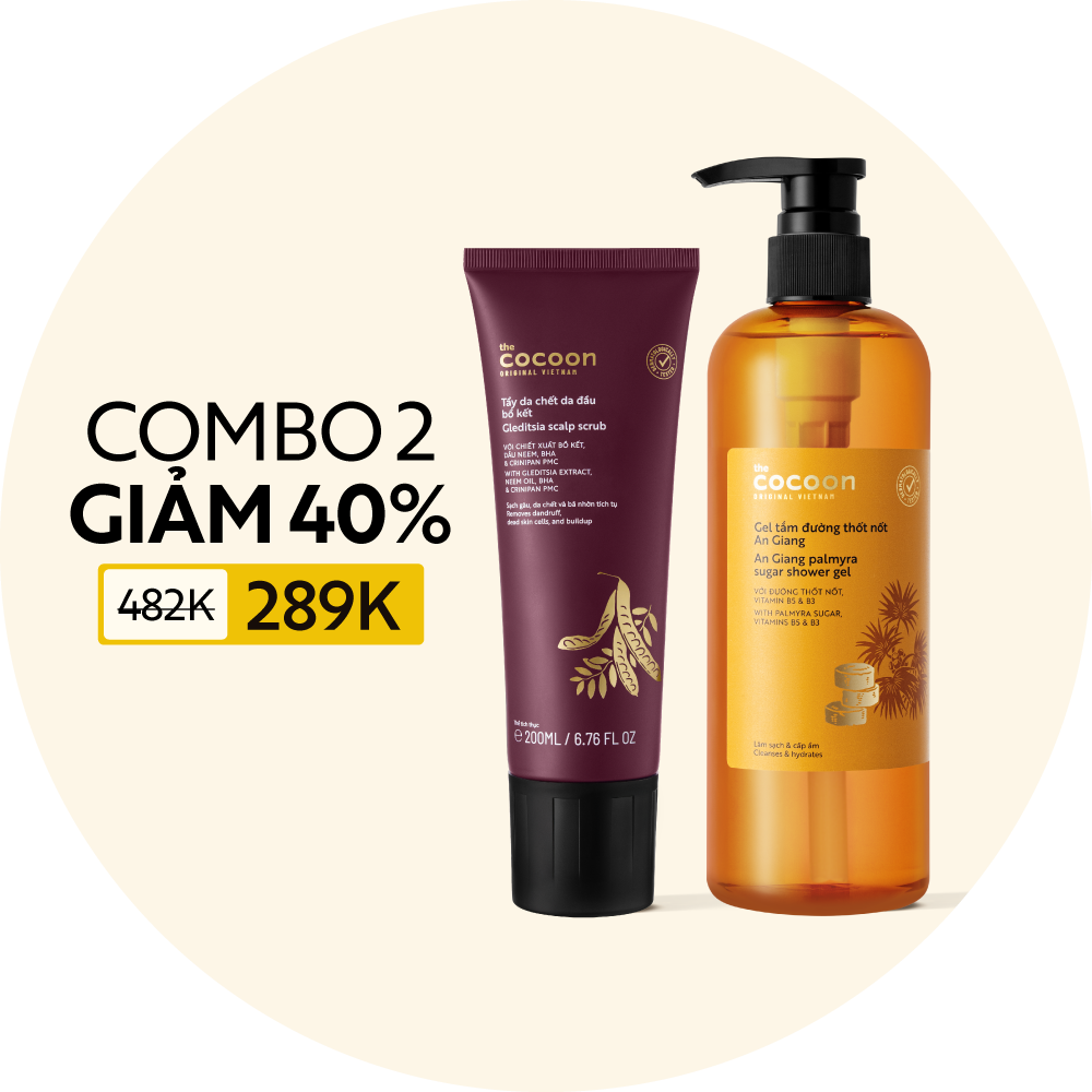 Combo 1 Gel tắm đường thốt nốt An Giang 500ml + 1 tẩy da chết da  dầu bồ kết 200ml