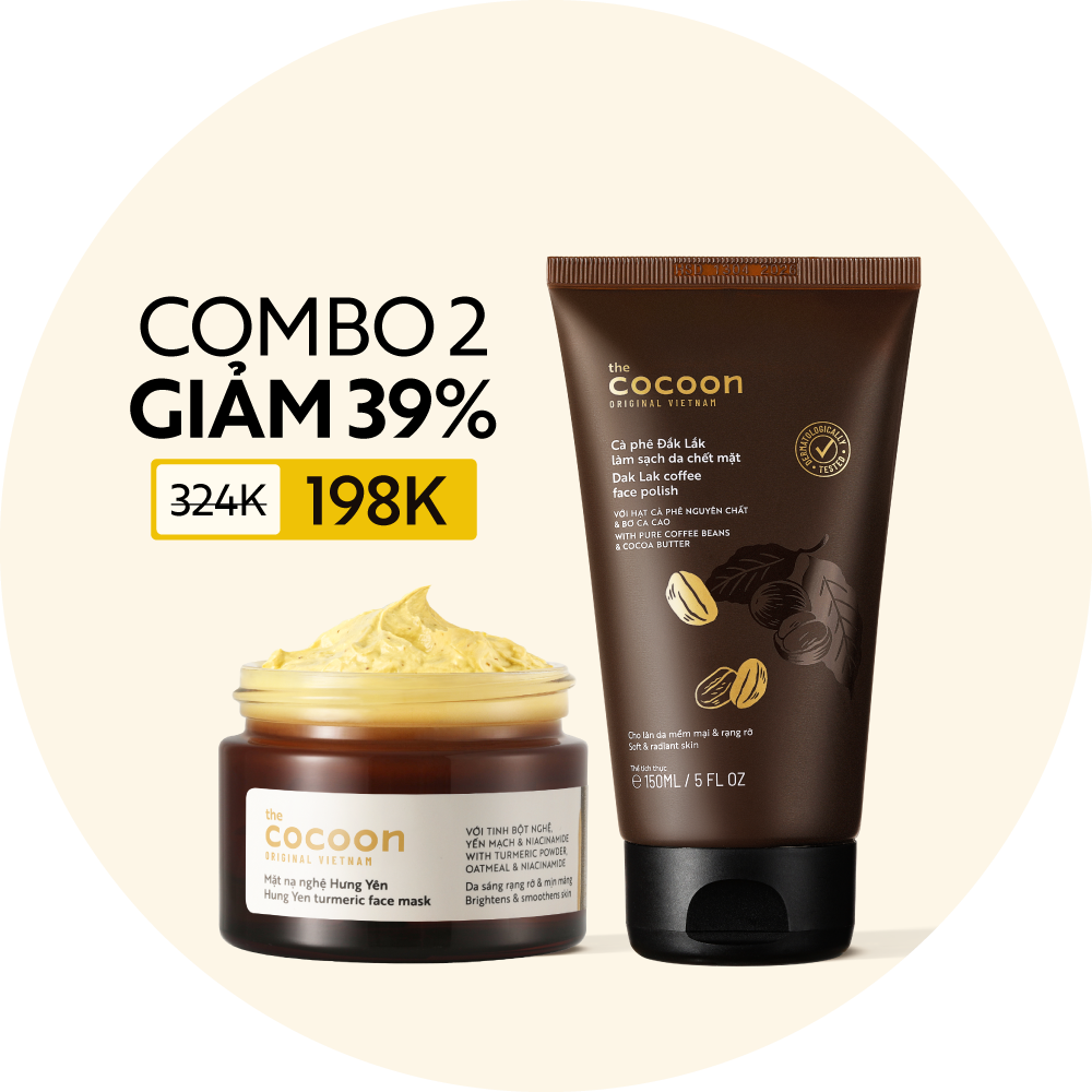 COMBO 1 Mặt nạ nghệ Hưng Yên 30ml + 1 Tẩy da chết da mặt cà phê Đắk Lắk 150ml